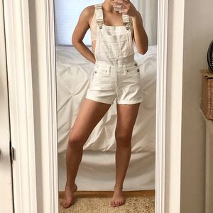 White Denim Overalls Short
